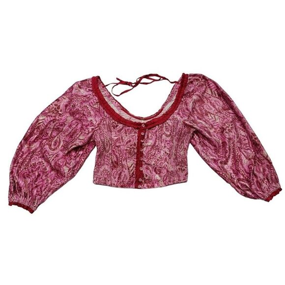 Free People Other - Free People Dare Me Velvet Blouse In Retro Combo - S